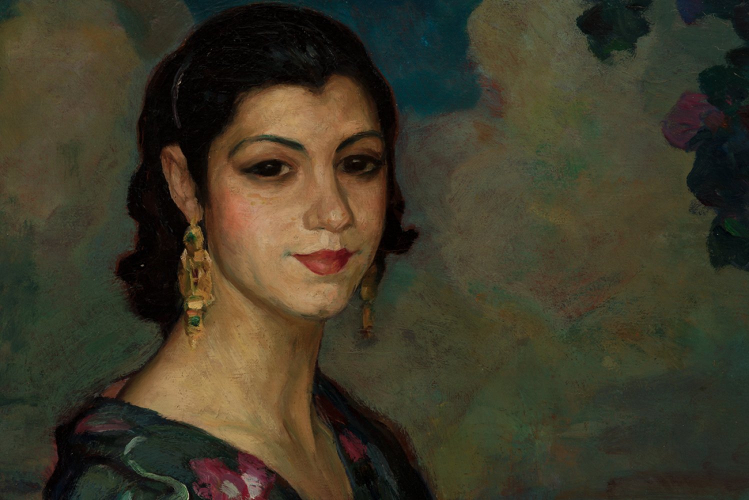 JOAN CARDONA I LLADÓS (Barcelona, 1877 - 1957)."Lady with mantilla",Oil on canvas.Signed in the - Image 6 of 6