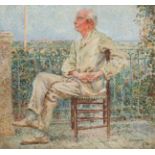 LUIS FELIPE USABAL Y HERNÁNDEZ (Valencia, 1876-1937)."Seated Man".Oil on canvas.Signed in the
