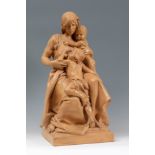 VENANCIO VALLMITJANA BARBANY (Barcelona, 1826/28 - 1919)."Maternity".Terracotta.Signed on the