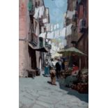 ALBERTO PASINI (1826, Busseto - 1899, Cavoretto)."Street market".Oil on canvas.Signed in the lower