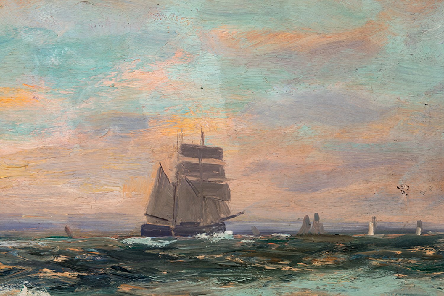 FRANCISCO HERNÁNDEZ MONJÓ (Mahón, Menorca, 1862 - Barcelona, 1937)."Naval scene".Oil on canvas.It - Image 4 of 6