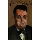 JOAQUÍN MIR TRINXET (Barcelona, 1873 - 1940)."Male portrait".Oil on canvas adhered to cardboard.