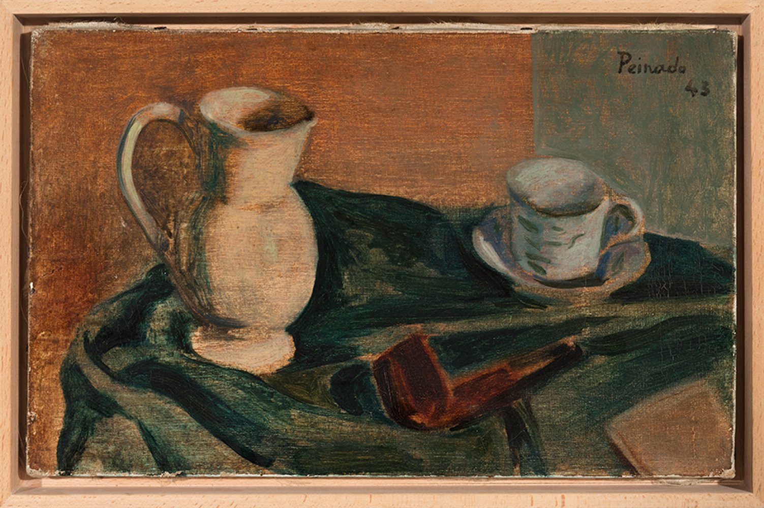 JOAQUÍN PEINADO (Ronda, Malaga, 1898 - Paris, 1975)."Composition with a Pipe", 1943.Oil on canvas. - Image 5 of 5