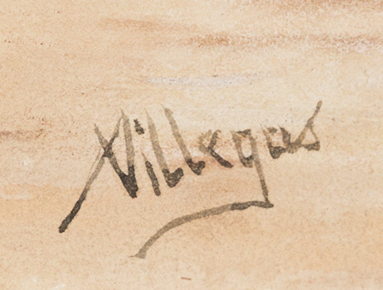JOSE VILLEGAS CORDERO (Seville, 1848 - Madrid, 1921)."Biarritz Beach", c.1910.Watercolour on paper. - Image 4 of 5