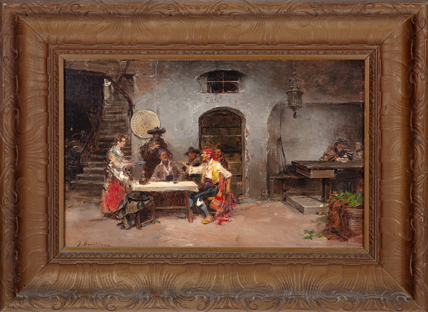 JOSÉ BENLLIURE GIL (Valencia, 1855 - 1937)."In the Cellar".Oil on panel.Signed in the lower left - Image 5 of 7