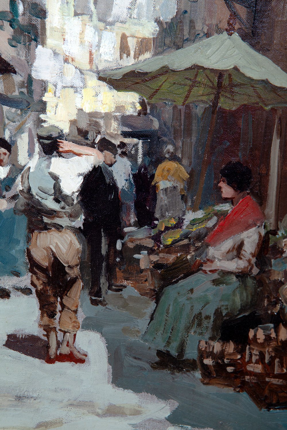 ALBERTO PASINI (1826, Busseto - 1899, Cavoretto)."Street market".Oil on canvas.Signed in the lower - Image 6 of 7