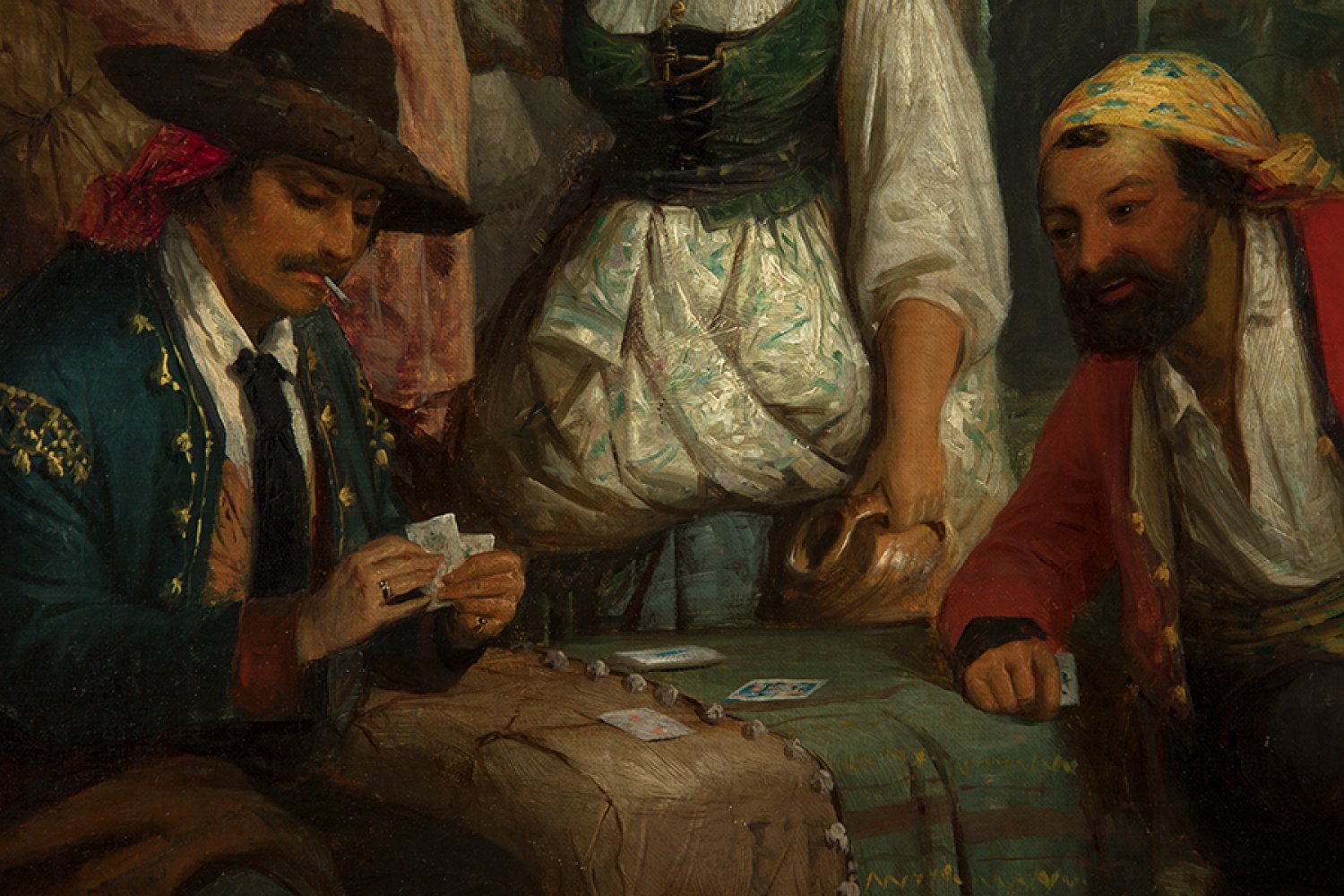 ROBERT KEMM (Salisbury, England, 1837 - London, 1895)."Card Game.Oil on canvas. Re-coloured.Slight - Image 6 of 7