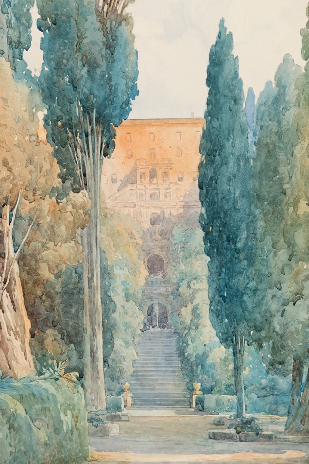 JOSÉ VILLEGAS CORDERO (Seville, 1848 - Madrid, 1921)."Villa d' Este".Watercolour on paper.Attached - Image 6 of 6