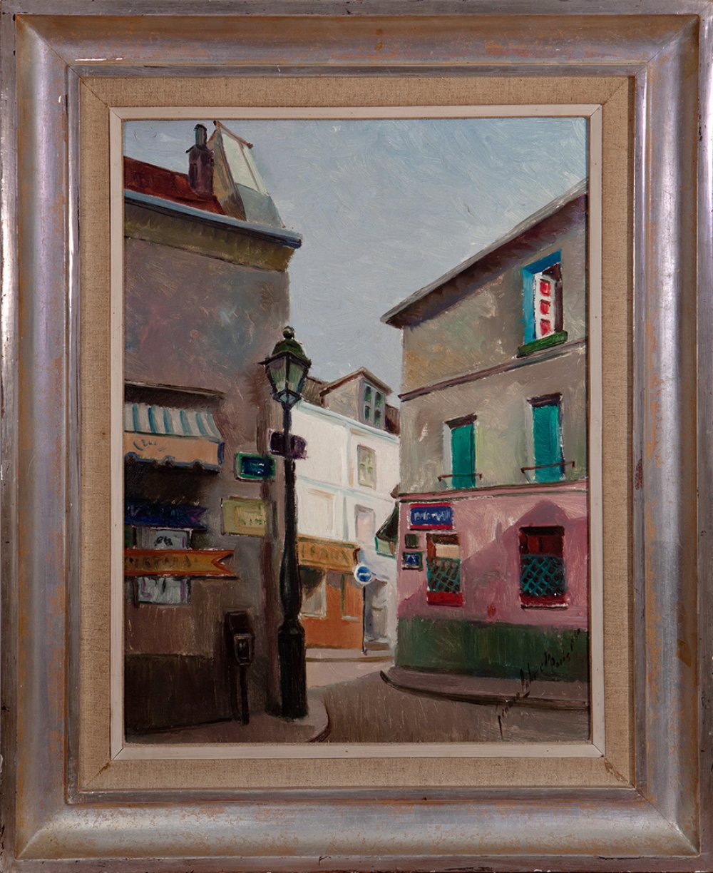 GENARO LAHUERTA (Valencia, 1905-1985)."Paris Street" 1960.Oil on canvas.Signed and dated in the - Image 3 of 5