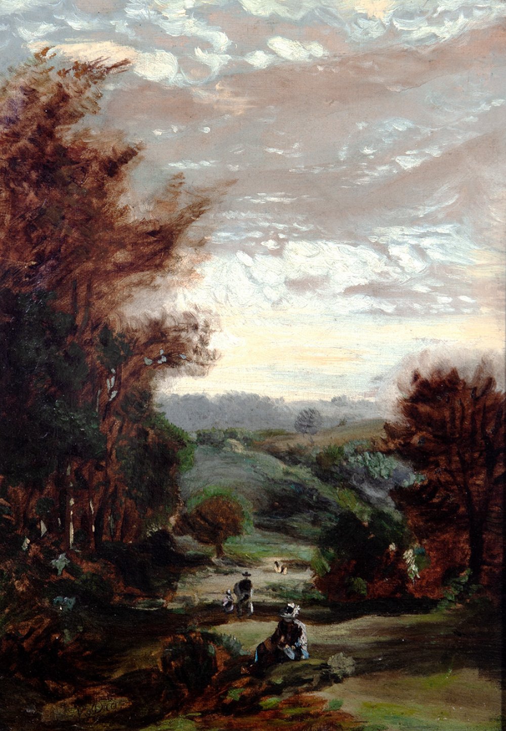 NARCISSE-VIRGILE DÍAZ DE LA PEÑA (Bordeaux, 1808- Menton, 1876)."Romantic landscape".Oil on canvas.