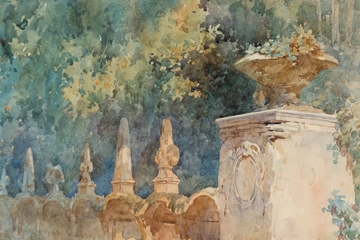 JOSÉ VILLEGAS CORDERO (Seville, 1848 - Madrid, 1921)."Villa d' Este, the 1000 fountains (Rome)". - Image 4 of 5