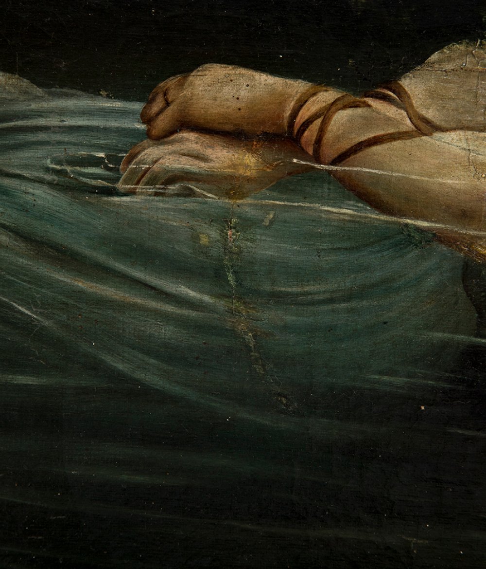 FRANCISCO LAPORTA VALOR (Alcoy, 1850-1914)."Ofelia", 1905.Oil on canvas. Re-coloured.It has flaws in - Image 4 of 7