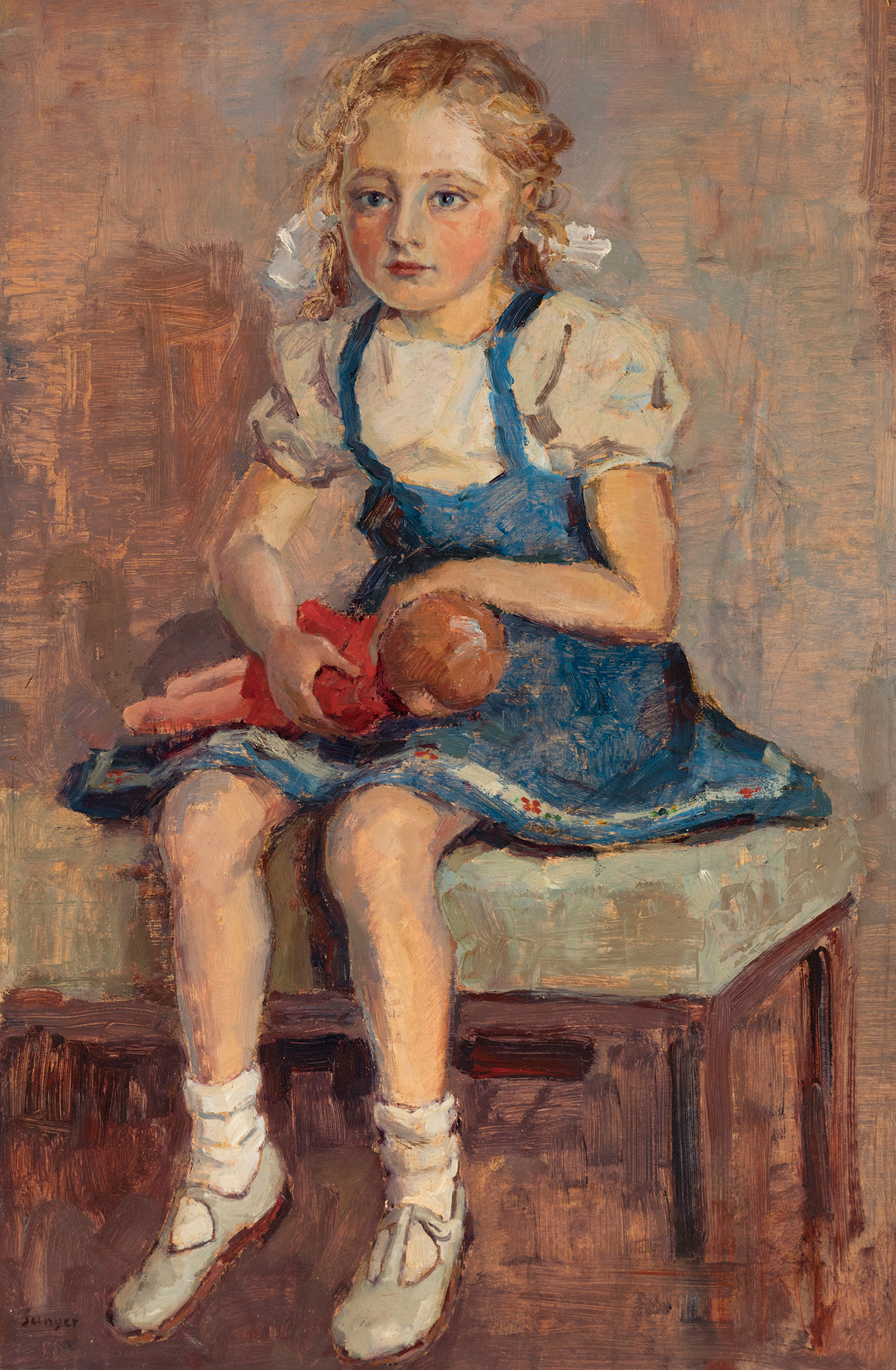 JOAQUÍN SUNYER DE MIRÓ (Sitges, Barcelona, 1874 - 1956)."Girl".Oil on tablex.Signed in the lower