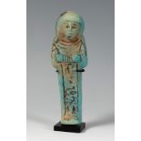 Ushebti of the Egyptian vizier Iiry, New Empire, 1526-1070 BC.Blue-green faience.In a very good