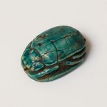 Ancient Egyptian scarab, joint reign of Hatshepsut and Thutmose III, ca. 1479-1458 BC.Glazed