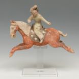 Polo player; China, Tang Dynasty, 679- 907 AD.Polychrome terracotta.Attached thermoluminescence