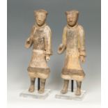 Warrior couple; China, Han Dynasty, AD 206-220.Polychrome terracotta.They show slight damage