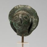 Iberian sculptural head, 4th-3rd century BC.Bronze.Provenance: private collection, Estepona.