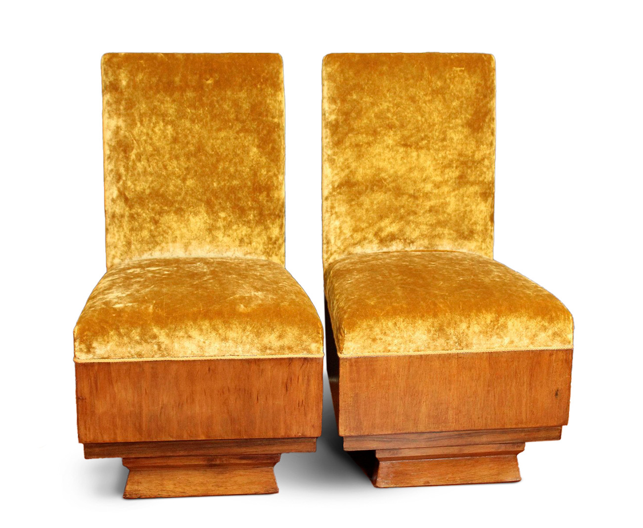 Pair of Mid Century armchairs.Wood and velvet.The piece will be available approximately 15 days