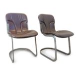 WILLY RIZZO (Naples, 1928- Paris, 2013).Pair of chairs for Cidue, 1970.Chrome-plated brass-effect
