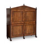 Cabinet; Germany, 1820.Mahogany wood with rosewood decoration and mahogany and brass columns.It