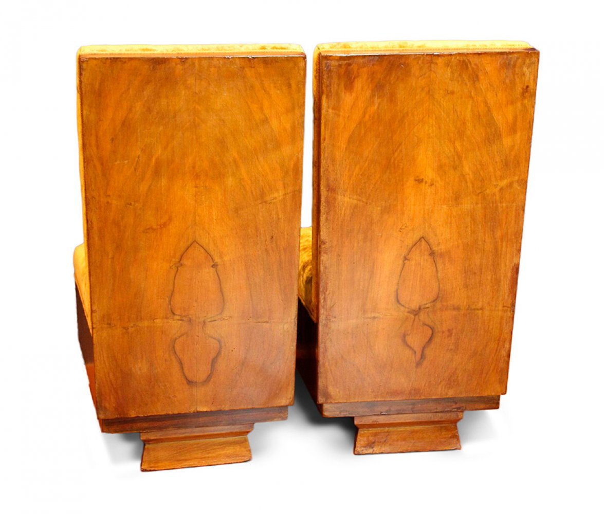 Pair of Mid Century armchairs.Wood and velvet.The piece will be available approximately 15 days - Image 2 of 3