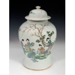 Rose Family Vase. China, ca.1920-50.Enamelled porcelain.Measurements: 41.5 x 25 x 25 cm.Vase in