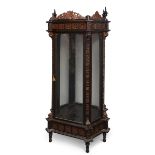 Showcase. Spain, ca.1870.Ebonised wood and boxwood.Antique moons.Probably from a chapel.