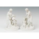 Pair of sculptures; Germany, second half of the 19th century.Biscuit porcelain.It presents marks