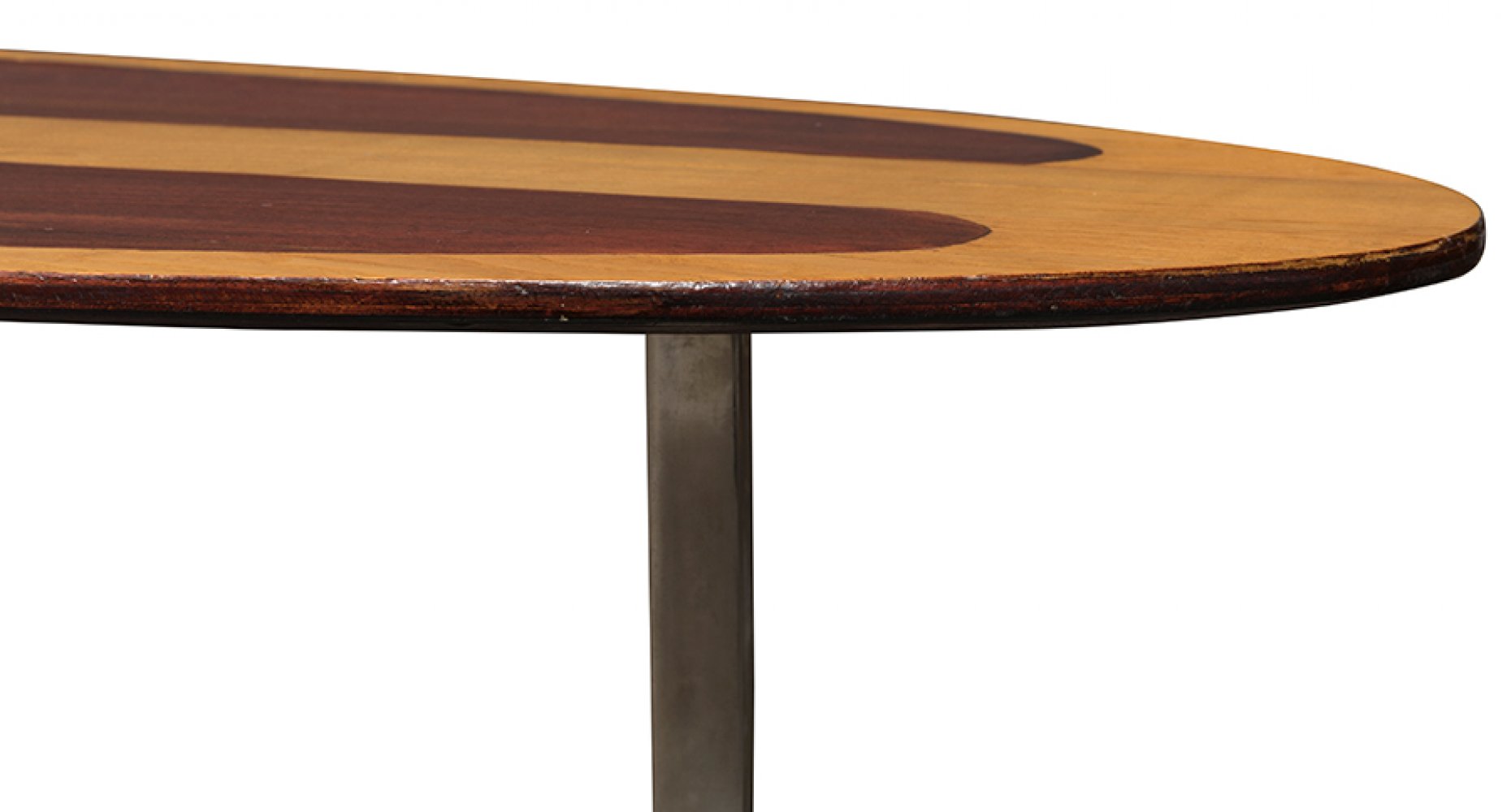 Coffee table; Italy, 1970s.Rosewood top. Chromed metal structure joined by curved wooden - Image 2 of 6
