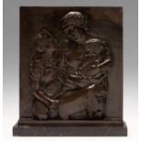 MARTÍ LLAURADÓ MARISCOT (Barcelona, 1903 - 1957)."Family".Relief in bronze with marble base.Signed