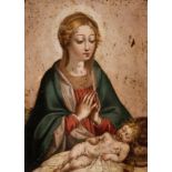 Circle of FRANCESCO VANNI (Siena, 1563 - 1610)."Madonna of Silence.Oil on copper.It has a frame in
