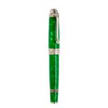 AURORA "MAR TIRRENO" FOUNTAIN PEN LIMITED EDITION.Body in green marbled celluloid and silver