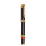 AURORA "DANTE INFERNO" FOUNTAIN PEN LIMITED EDITION.Black resin barrel and gold trimmings.Nib in