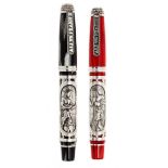 MONTEGRAPPA FOUNTAIN PENS, LIMITED EDITION COMBAT FRAZIER AND ALI.Mother-of-pearl resin and sterling