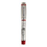 MONTEGRAPPA "LA TRAVIATA" FOUNTAIN PEN.Barrel in red celluloid and sterling silver.Limited edition