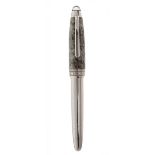 MONTBLANC MEISTERSTÜCK FOUNTAIN PEN "100 YEARS".Barrel of silver and granite.Two-tone 18 Kts. gold