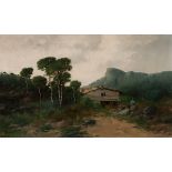 RICARDO MANZANET Y MILLÁN (Valencia, 1852 - 1931)."Landscape.Oil on canvas.Signed in the lower right