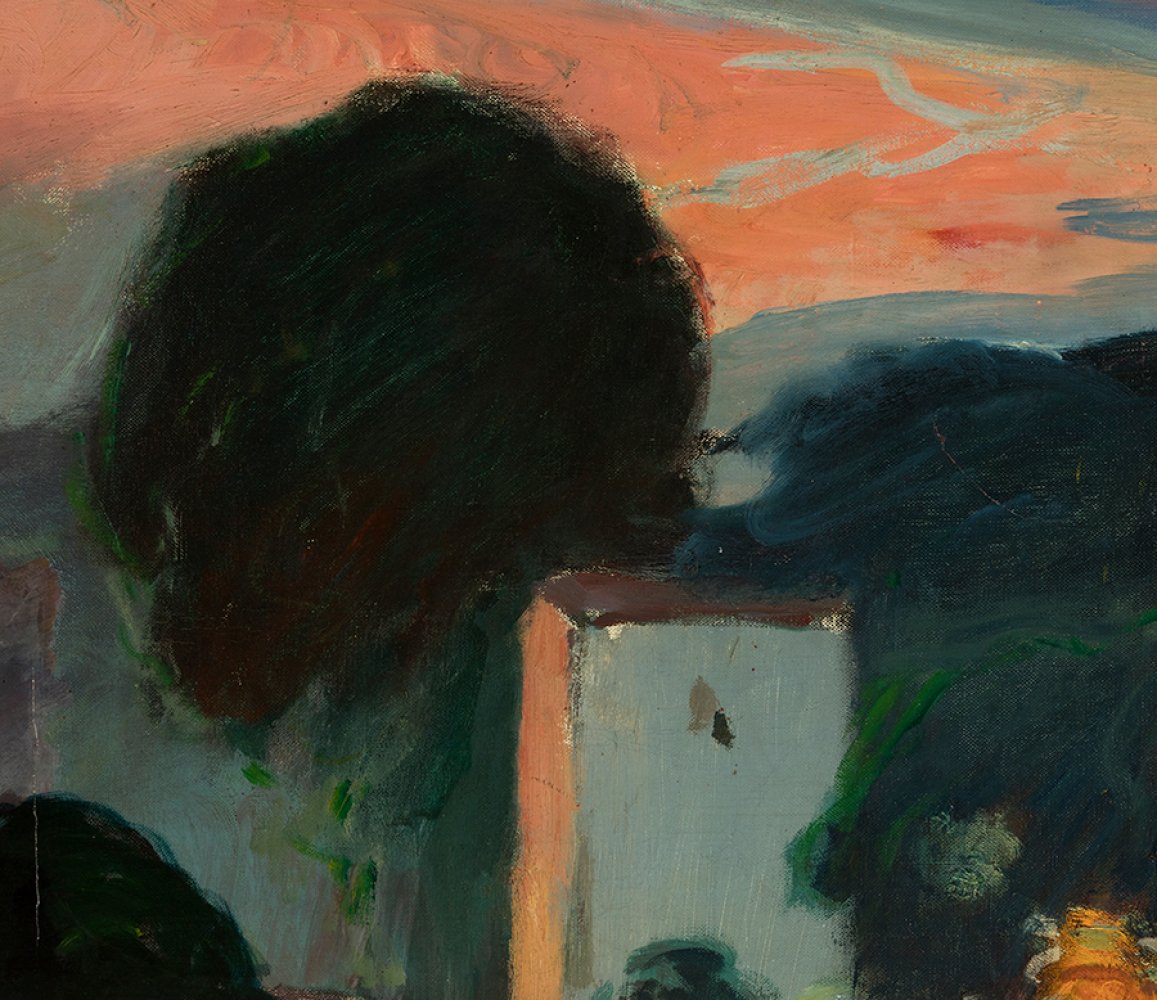 JOAQUIM MIR TRINXET (Barcelona, 1873 - 1940)."Sunset".Oil on canvas.Relined.Signed in the lower - Image 5 of 5