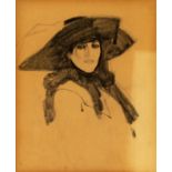 FRANCISCO JAVIER GOSÉ ROVIRA (Alcalá de Henares, 1876 - Lleida, 1915)."Lady".Charcoal on paper.