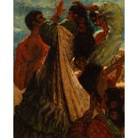 RAFAEL CUENCA MUÑOZ (Cordoba, 1895 - Madrid, 1967)."Jaleo flamenco".Oil on canvas.Signed in the