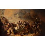 Spanish Romantic School; circa 1840."Battle of the Reconquest.Oil on canvas.Preserves its original