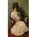 CECILIO PLÁ GALLARDO (Valencia, 1860 - Madrid, 1934)."Lady with a Hat".Oil on canvas.Signed in the