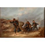 Spanish school of the second half of the 19th century."The Soldiers", 1886.Oil on canvas.Signed "
