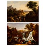 ANDRÉS CORTÉS Y AGUILAR (Seville, 1812 - 1879)"Pair of Andalusian landscapes", 1858.Oil paintings on
