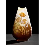 ÉMILE GALLÉ (Nancy, France, 1846 - 1904).Vase, ca. 1920.Acid-etched cameo glass.Signed on the