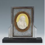 GABRIEL ARGY-ROUSSEAU (France, 1885 - 1953).Virgin.Glass paste ceiling.Silver-plated metal frame.