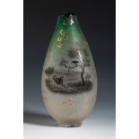 DAUM-Nancy. France, ca.1900.Art Nouveau vase.Blown and enamelled glass.Signed on the reverse "Daum