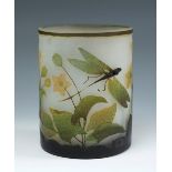 DAUM. Nancy, France, ca.1910.Large vase. Model "Dragonflies".Cameo glass.Signed "Daum Nancy, France"