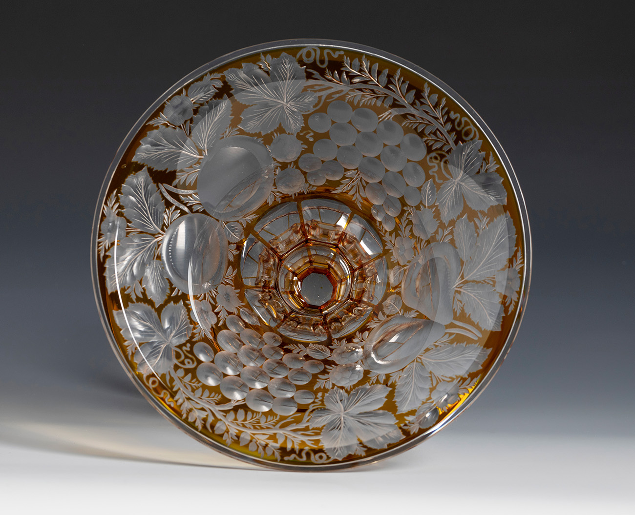 BOHEMIA cup-centre. Czech Republic, first half of the twentieth century.Two-tone cut crystal.Wear - Image 3 of 3